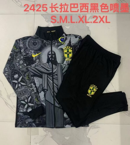 Brazil  2024 Black Jesus long sleeve  Jacket suit S-XXL