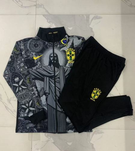 Brazil  2024 Black Jesus long sleeve  Jacket suit S-XXL