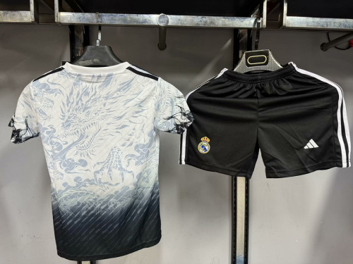 Real Madrid 2025/26 White and Black dragon  Kids Kit