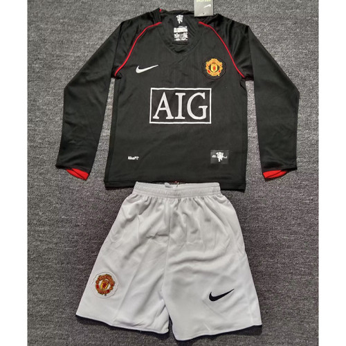 Manchester united 2007/08  away long sleeve   kid kit size: 16-28