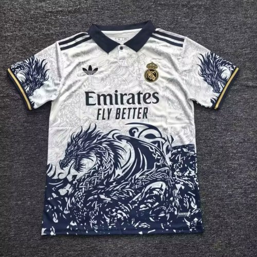 Real madrid 2025/26 Blue and whtie dragon special jersey