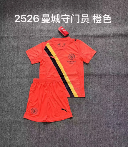 Manchester city 2025/26 Orange Goalkeeper  kids size 16-28