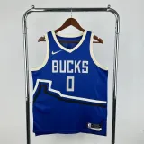 Season 2025 Milwaukee Bucks Blue No. 0  LILLARD NBA Jersey