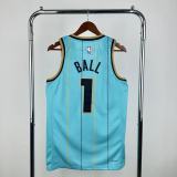 Season 2025 Charlotte Hornets Blue No. 1  BALL NBA Jersey