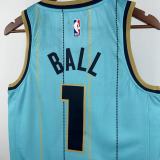 Season 2025 Charlotte Hornets Blue No. 1  BALL NBA Jersey