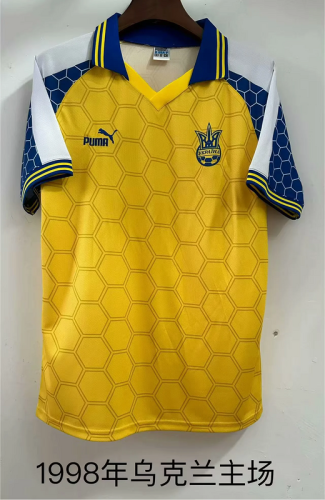 Retro 1998 Ukraine home soccer jersey size S-2XL