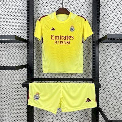 Real Madrid 2025/26 Yellow  goalkeeper Kids Kit