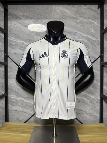 Real Madrid  2025/26 White player version baseball  Jersey