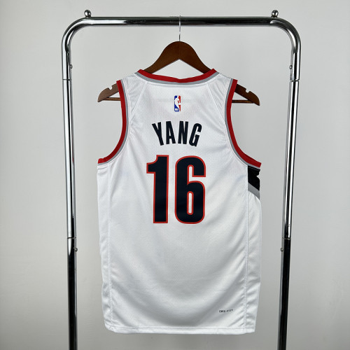 23rd season Trail Blazers White No. 16 Yang Hansen NBA Jersey