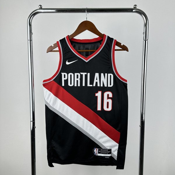 23rd season Trail Blazers Black No. 16 Yang Hansen NBA Jersey