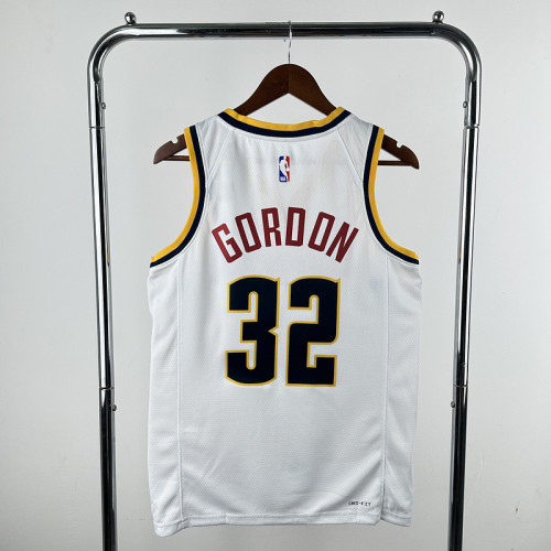 23rd season Nuggets White No. 32 Gordon NBA Jersey