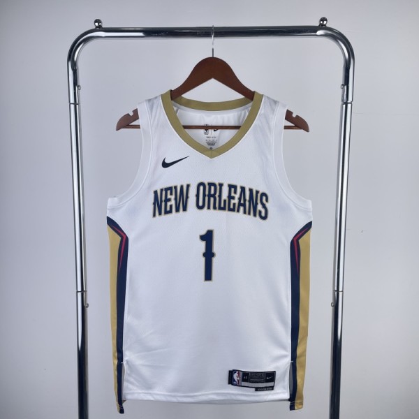 23rd season Pelicans home white No. 1 Williams NBA Jersey
