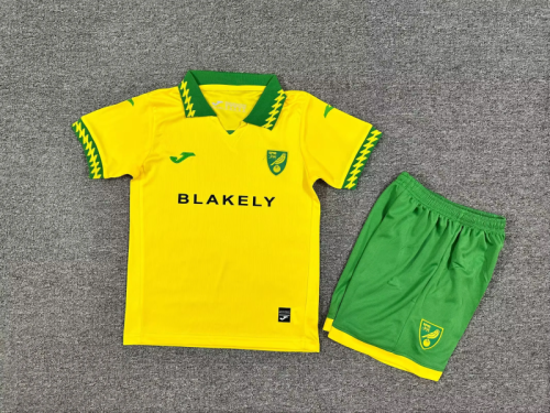 Norwich City 2025/26 Home Kids set soccer jerseys