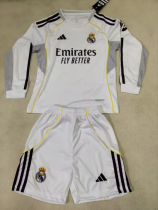 Real Madrid 2025/26 Home Long Sleeve Kids Kit
