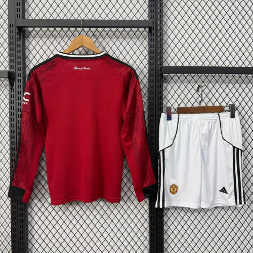 Manchester united 2025/26 home long sleeve Kids Kit