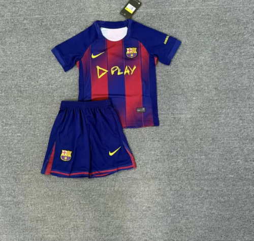 Barcelona 2025/26 Home  kid kit  With New Sponsor 16-28