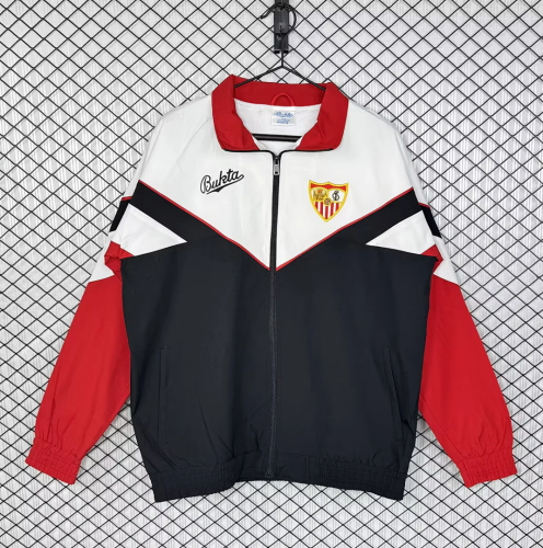Retro Sevilla 1992/93 White Black And Red Windbreaker