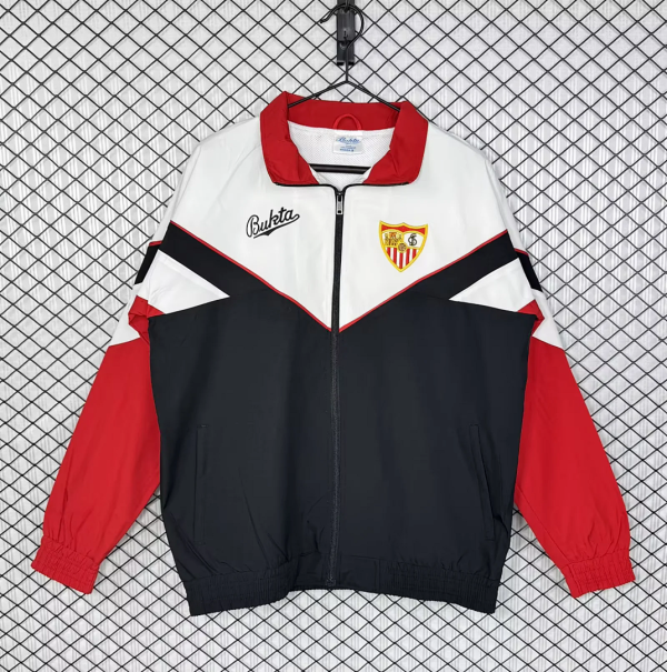 Retro Sevilla 1992/93 White Black And Red Windbreaker