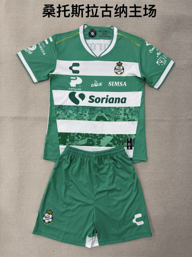 Santos Laguna 2025/26  home soccer jersey kid kit  size 16-28