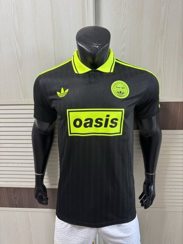 2025/26 AD x Oasis Tour Jacquard Black and Green  font 25 Player Version Jersey S-2XL