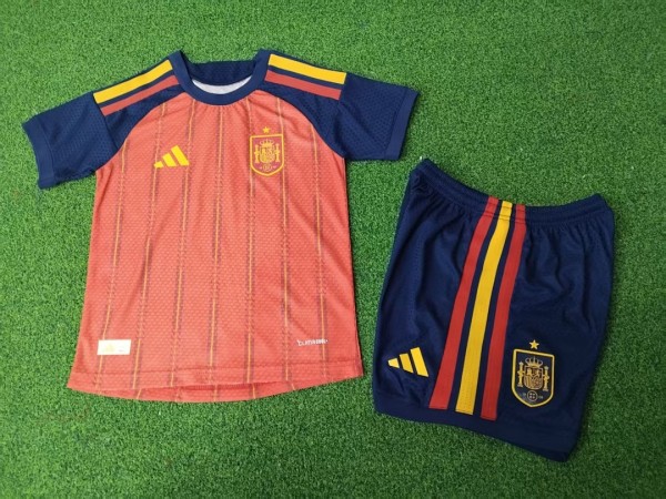 Spain 2026 World Cup Home Player Version kids Soccer jersey