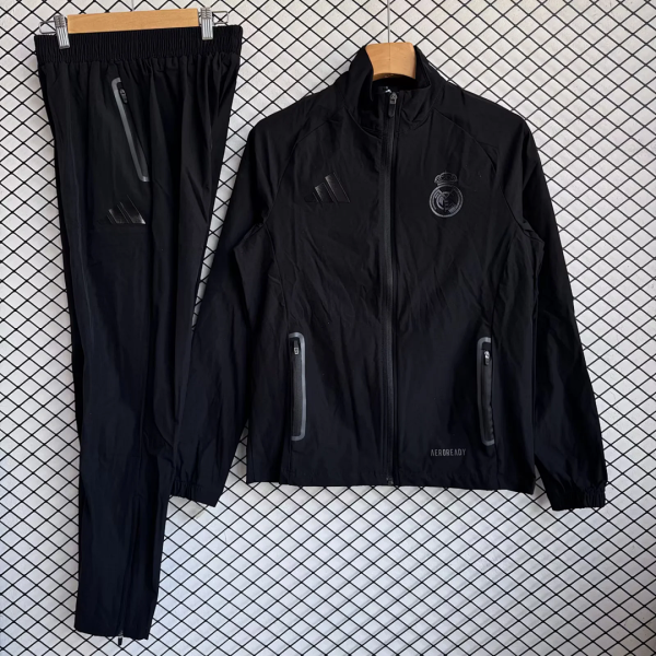 Real Madrid 2025/26 Black  Windbreaker Suit Size S-2XL
