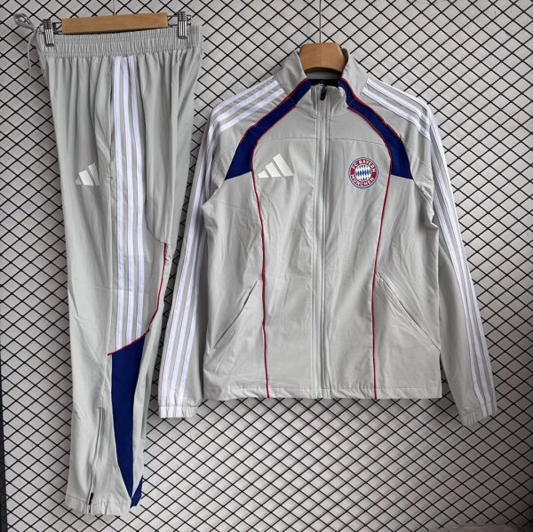 FC Bayern Munich 2025/26 Gray  Windbreaker Suit Size S-2XL