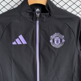 Manchester united 2025/26 Black And Purple Windbreaker Suit Size S-2XL