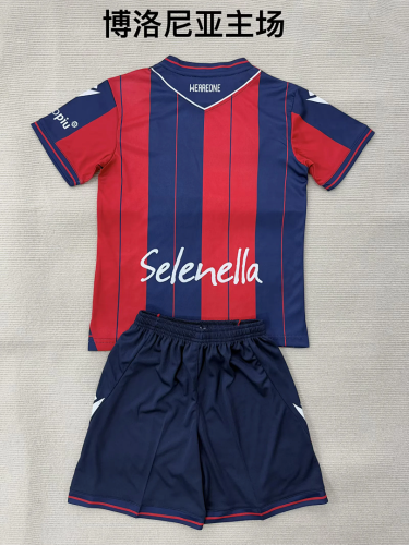 kids kit  Bologna 2025/26 Home  soccer jersey size 16-28