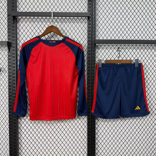 Spain 2026 World Cup Home Long Sleeve kids Soccer jersey