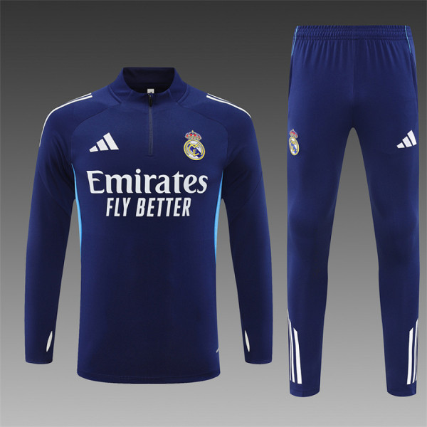 Real Madrid 2025/26 Dark Blue Half zipper Training Suit S-2XL