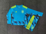 Spain 2026 World Cup Blue Goalkeeper Long Sleeve kids Soccer jersey