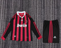 Retro 2009/10 AC Milan Home Long Sleeve kid kit size 16-28