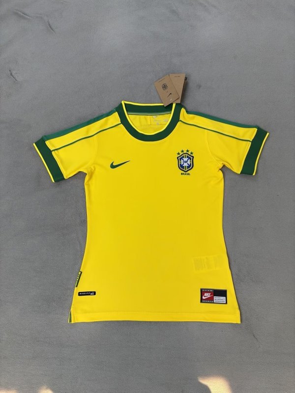 Woman Retro 1998 Brazil home Soccer Jersey S-2XL