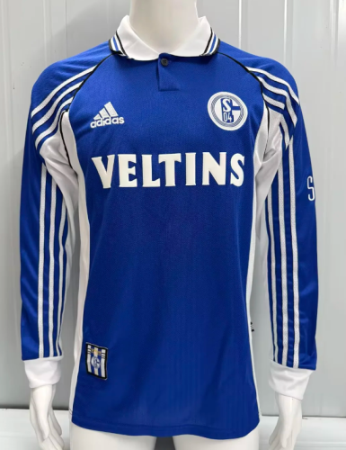 Retro FC Schalke 04 1998/00 Home  Long Sleeve Jersey Size S-2XL