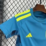 Spain 2026 World Cup Blue Goalkeeper  kids Soccer jersey Size 16-28