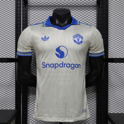 Manchester United 2025/26 White Retro Version Player Version Jersey S-2XL