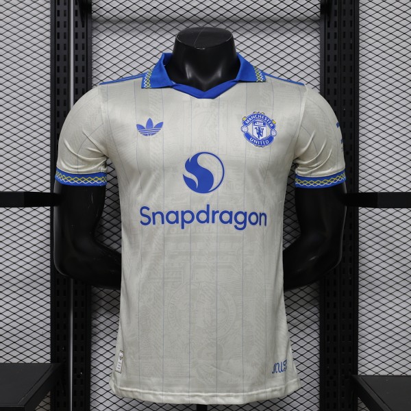 Manchester United 2025/26 White Retro Version Player Version Jersey S-2XL