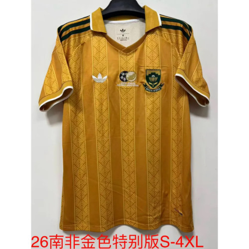 Mens South Africa 2026 World Cup Yellow Special Jersey S-4XL