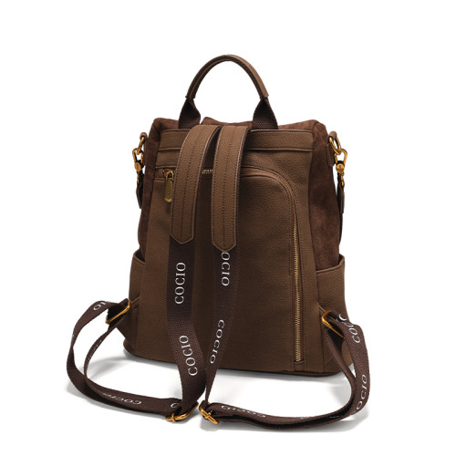 COCIO Brown Suede Bucket Backpack сумка женская Women's bag bolsos mujer bag 2026 women bags bolsas Daily Casual Outdoor Travel