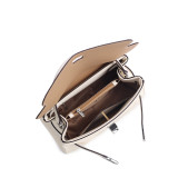 COCIO Off White Silver Lock Top Handle Bag, Elegant Flap Crossbody Shoulder Bag Lightweight Daily Commuter Handbag