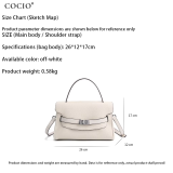 COCIO Off White Silver Lock Top Handle Bag, Elegant Flap Crossbody Shoulder Bag Lightweight Daily Commuter Handbag