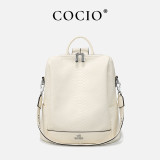 COCIO Cream White Snake Pattern Backpack Versatile Daily & Travel Shoulder Bag сумка женскаяWomen's bag bolsos mujer Casual 2026