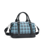 COCIO Blue Checkered Boston Bag Versatile Daily & Party сумка женская Women's bag bolsos mujer sac à main femme