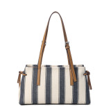 COCIO Blue White Stripe Canvas Shoulder Tote Bag сумка женская Women's bag bolsos mujer bags for woman sac à main femme bolsas de mujer 2026