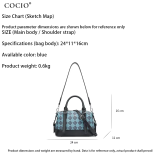 COCIO Blue Checkered Boston Bag Versatile Daily & Party сумка женская Women's bag bolsos mujer sac à main femme