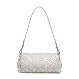 COCIO Light Purple Jacquard Baguette Bag, Floral Print Flap Underarm Crossbody Bag Elegant Daily Casual Handbag