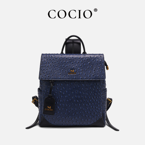 COCIO Blue Ostrich Pattern Backpack Versatile Daily & Travel сумка женская Women's bag bolsos mujer sac à main femme 2026