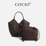 COCIO Brown Suede Tote Bag Versatile Daily & Office сумка женская Women's bag bolsos mujer sac à main femme 2026