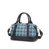 COCIO Blue Checkered Boston Bag Versatile Daily & Party сумка женская Women's bag bolsos mujer sac à main femme